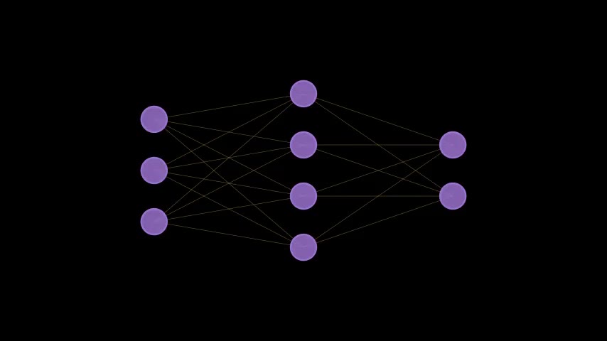 Forward pass through a 3–4–2 neural network